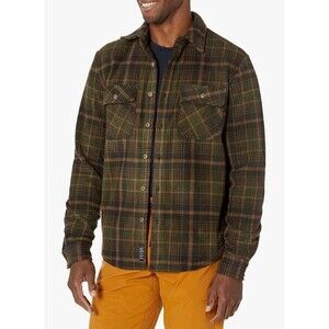Lucky Brand Flannel Shirt Men's Size XXL Olive Plaid Button-Up Knit Classic
